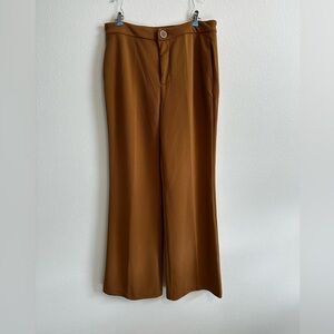 Burnt Orange Wide-Leg Dress Pants
